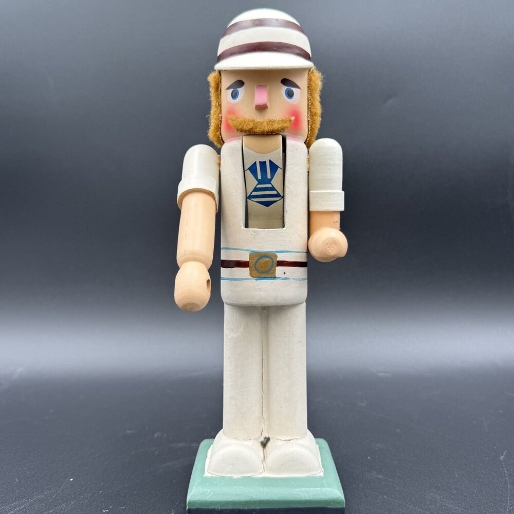 Wooden Nutcracker‎ Wooden Figurine White & Brown Design 10" Holiday Christmas